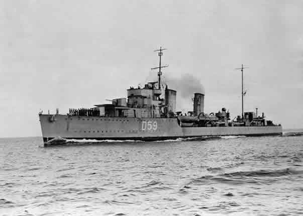 HMCS SKEENA at sea with pre-war markings